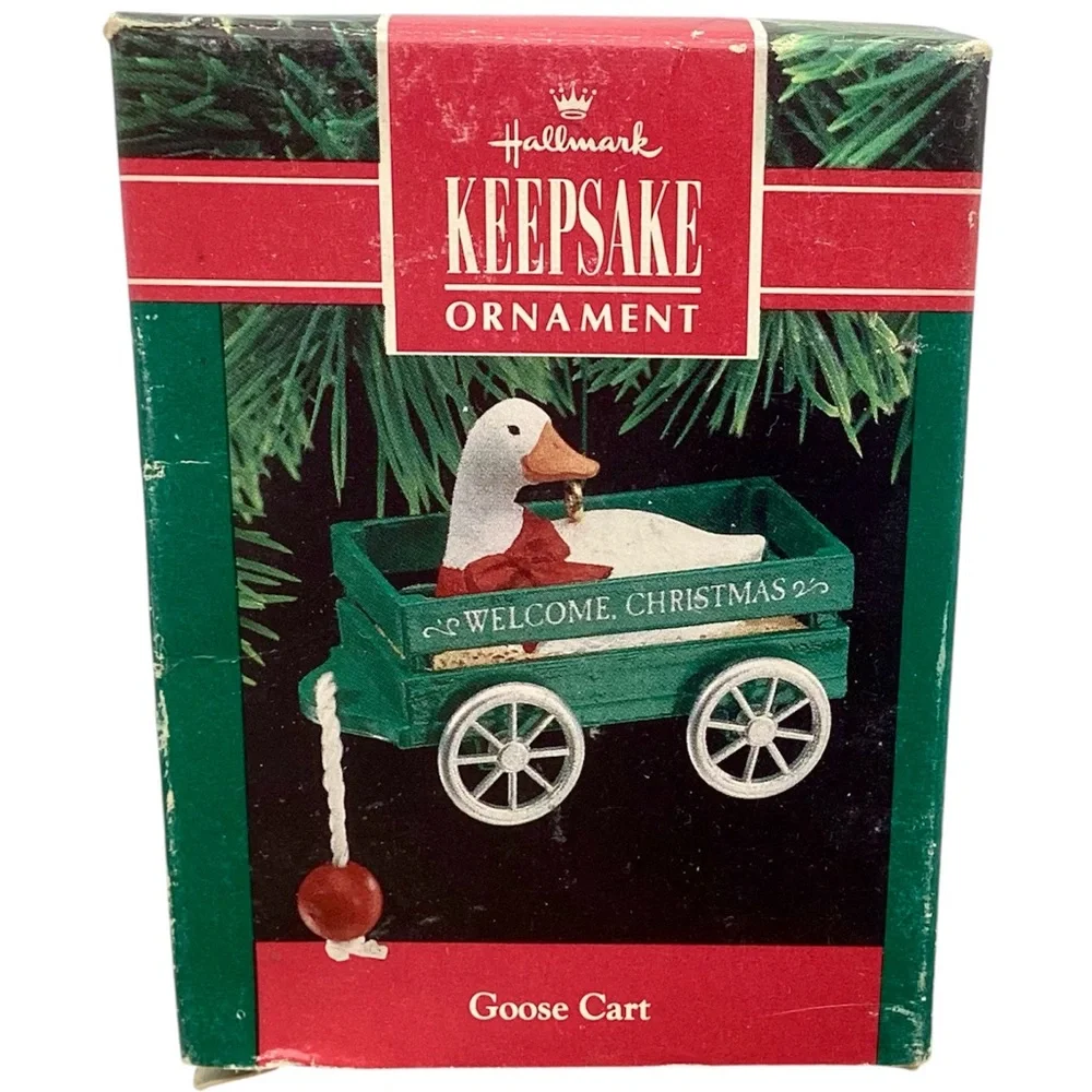 Hallmark 1990 “Goose Cart” Christmas Ornament